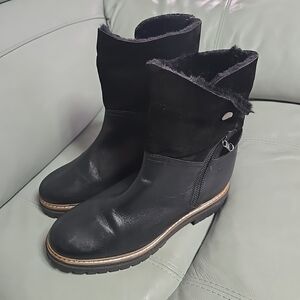 Fabianelli Women's EU 40 US 9 Shilo Italian Black Leather Faux‎ Fur Lined Boots